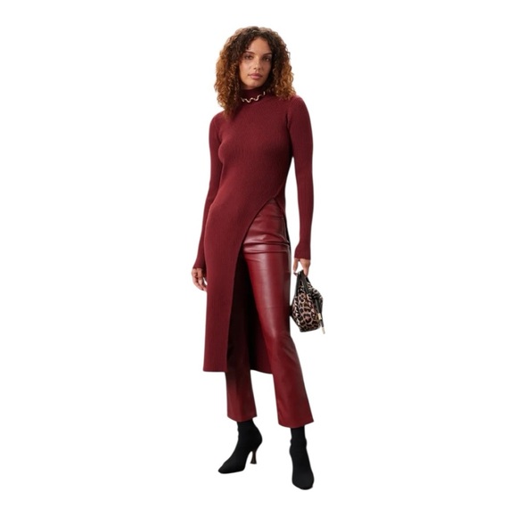 Ashley Park Ribbed Sweater Dress Turtleneck Long Sleeve Asymmetrical Size Medium - Picture 1 of 9
